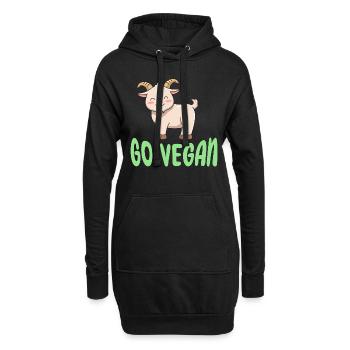 Ziegen-Design für stolze Veganer - Hoodie-Kleid - Schwarz - Vorne