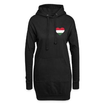 Cœur drapeau Hongrie - Sweat-shirt à capuche long Femme - noir - Devant