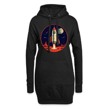 Lancement d’une fusée depuis la planète Terre - Voyage sur la Lune - Sweat-shirt à capuche long Femme - noir - Devant