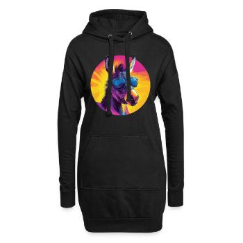 Cooler Esel mit Sonnenbrille - Hoodie-Kleid - Schwarz - Vorne