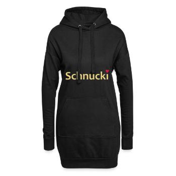 Schnucki mit Herz als i-Punkt - Hoodie-Kleid - Schwarz - Vorne