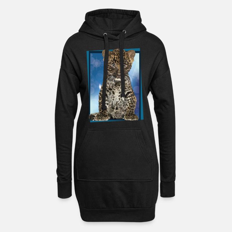 Leopard - Hoodie-Kleid - Schwarz