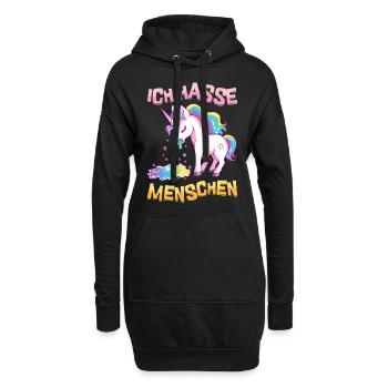 Ich Hasse Menschen Einhorn Kotzt Regenbogen Lustig - Hoodie-Kleid - Schwarz - Vorne