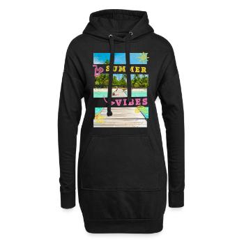 Sommer Strand Meer Palmen Urlaub Summer Time - Hoodie-Kleid - Schwarz - Vorne