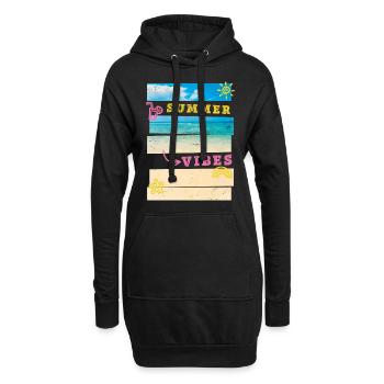Été Plage Mer Palmiers Vacances Ambiance estivale - Sweat-shirt à capuche long Femme - noir - Devant