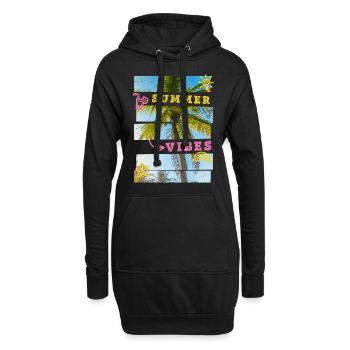 Été Plage Mer Palmiers Vacances Ambiance estivale - Sweat-shirt à capuche long Femme - noir - Devant