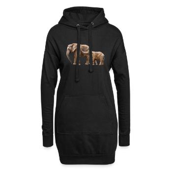 Elefant - Hoodie-Kleid - Schwarz - Vorne