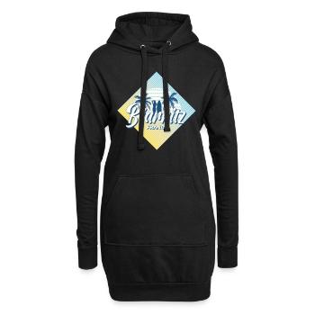 Biarritz France Rétro Été Surf Design - Sweat-shirt à capuche long Femme - noir - Devant