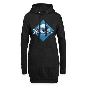 Teahupo'o Tahiti Retro 80er Sommer Surf Design - Hoodie-Kleid - Schwarz - Vorne