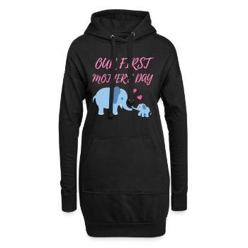 unser erster Muttertag - Hoodie-Kleid - Schwarz - Vorne
