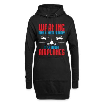 Warnung Flugzeuge sprechen Pilot Flugzeug Geschenk - Hoodie-Kleid - Schwarz - Vorne