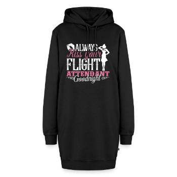 Flugbegleiter Küssen Sie Ihren Flugbegleiter - Hoodie-Kleid - Schwarz - Vorne