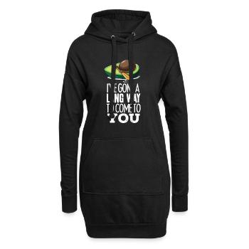 Lustiges Avocado-Lebensmittel, das eine Fischerboot-Frucht fährt - Hoodie-Kleid - Schwarz - Vorne