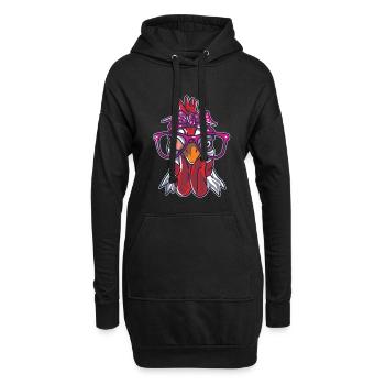 Huhnbandana-niedliche Vieh, die Liebhaber bewirtschaften - Hoodie-Kleid - Schwarz - Vorne