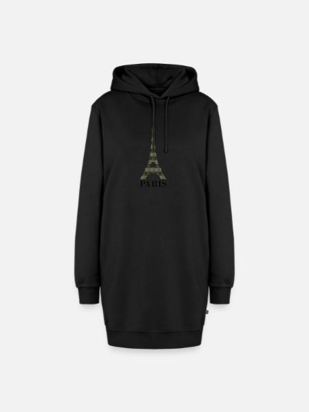 Eiffelturm - Hoodie-Kleid - Schwarz