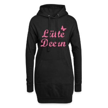 Lütte Deern | Kleines Mädchen Plattdeutsch Norden - Hoodie-Kleid - Schwarz - Vorne