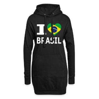 J'aime Brasil / coeur avec des armoiries / drapeau - Sweat-shirt à capuche long Femme - noir - Devant