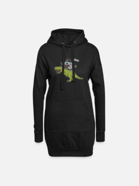 Hai reitet Dinosaurier - Hoodie-Kleid - Schwarz