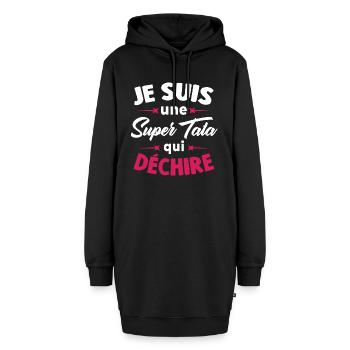 Je suis une Super Tata qui déchire - Sweat-shirt à capuche long Femme - noir - Devant