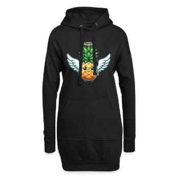 Engel Ananas mit Flügeln Fruchtig - Hoodie-Kleid - Schwarz - Vorne