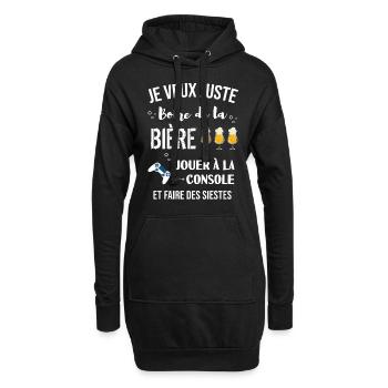 je veux juste console et boire de la bière - Sweat-shirt à capuche long Femme - noir - Devant