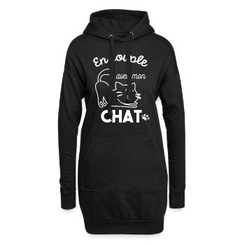 t shirt chat homme - Sweat-shirt à capuche long Femme - noir - Devant