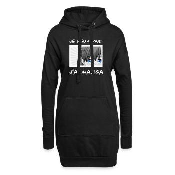 Illustration Manga - Sweat-shirt à capuche long Femme - noir - Devant