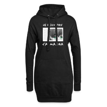 Dessin Manga - Sweat-shirt à capuche long Femme - noir - Devant