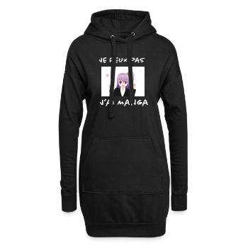 design Manga - Sweat-shirt à capuche long Femme - noir - Devant