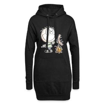 Lustiges Wurst Grillen Strichmännchen - Hoodie-Kleid - Schwarz - Vorne