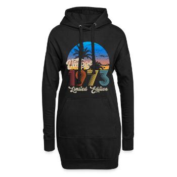Cadeau d’anniversaire rond Vintage 1973 - Sweat-shirt à capuche long Femme - noir - Devant