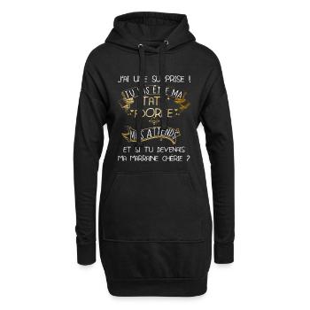 Tu es ma tata adorée et ma marraine chérie annonce - Sweat-shirt à capuche long Femme - noir - Devant