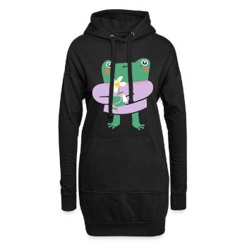 Süßer Frosch mit Blume – Wholesome Vibes - Hoodie-Kleid - Schwarz - Vorne