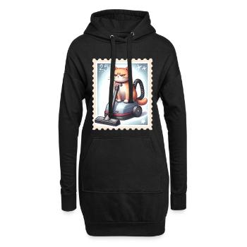 Fun Cat auf Staubsauger - Hoodie-Kleid - Schwarz - Vorne