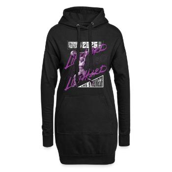 Gewichtheberfrau, lila-rosa Lichtversion - Hoodie-Kleid - Schwarz - Vorne