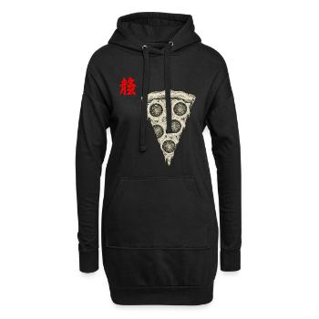 Pizza Asiatisch - Hoodie-Kleid - Schwarz - Vorne