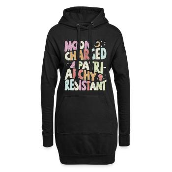 Moon charged, patriarchy resistant - pastell - Hoodie-Kleid - Schwarz - Vorne
