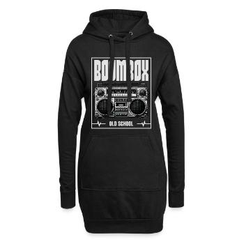 Boombox Old School – Retro Radio - Hoodie-Kleid - Schwarz - Vorne