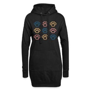 patte de chien - Sweat-shirt à capuche long Femme - noir - Devant
