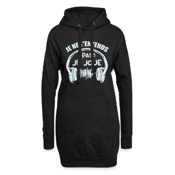 Je Ne T'entends Pas Je Joue - Sweat-shirt à capuche long Femme - noir - Devant