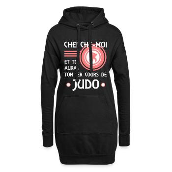 humour JUDO - Sweat-shirt à capuche long Femme - noir - Devant