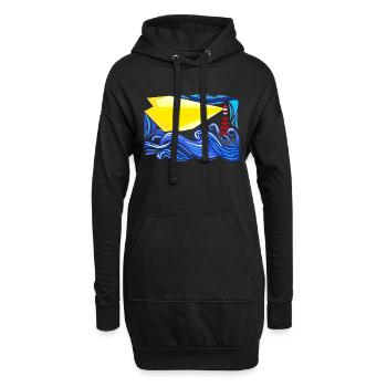 mer dans la tempête avec le phare - Sweat-shirt à capuche long Femme - noir - Devant