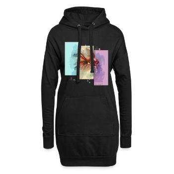 Goldene Fisch-Träume. - Hoodie-Kleid - Schwarz - Vorne