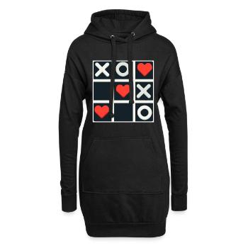 Tic Tac Toe Love gagne - Sweat-shirt à capuche long Femme - noir - Devant