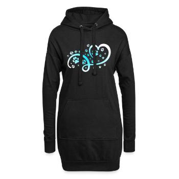 Herz mit Pfötchen und Sternen - Hoodie-Kleid - Schwarz - Vorne