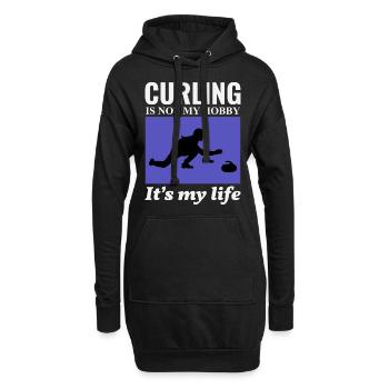 Curling Sweeping Fan Winter Ice Sport Curler Drôle - Sweat-shirt à capuche long Femme - noir - Devant