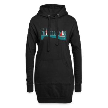 Frei wie der wind - Segelyacht mit Leuchtturm - Hoodie-Kleid - Schwarz - Vorne