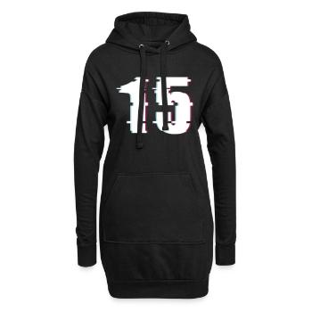 15 Fifteen Number Effect Distorted Number - Hoodie Dress - black - Front
