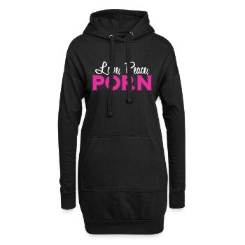 Love, Peace, Porn - Sweat-shirt à capuche long Femme - noir - Devant