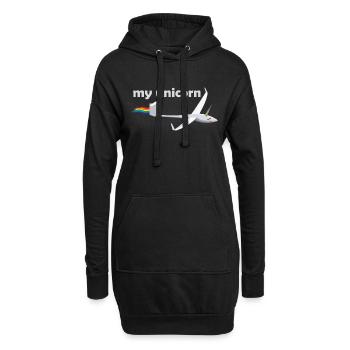 planeurs licorne glisse cadeau licorne - Sweat-shirt à capuche long Femme - noir - Devant